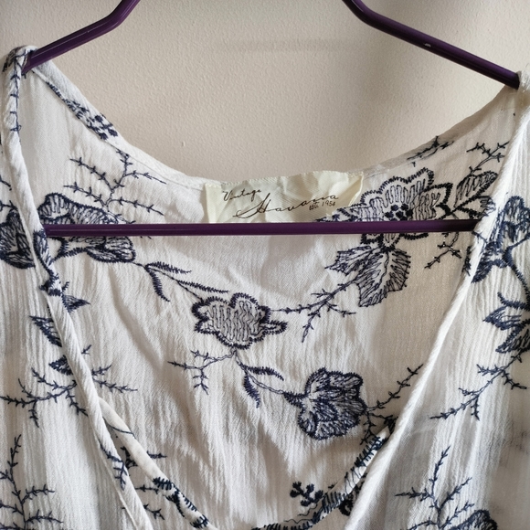 Navy and White Embroidered Bell Sleeve Blouse - Picture 14 of 17